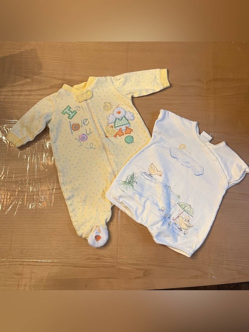 Bundle Of Two Vintage Duck Onesies I Love You Pajamas Carters Just Born